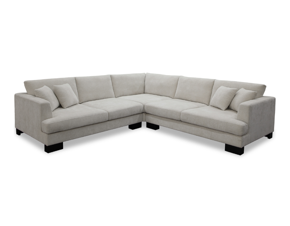 Natural fabric sectional corner sofa on a white background