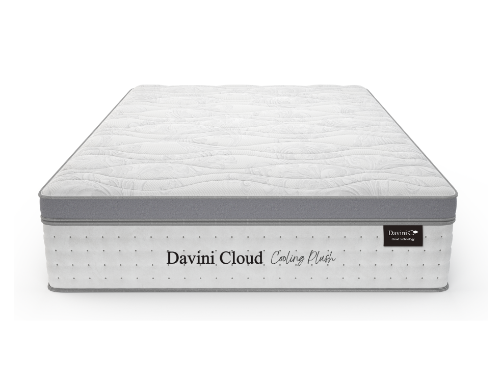 Mattress with 'Davini Cloud' branding on a white background