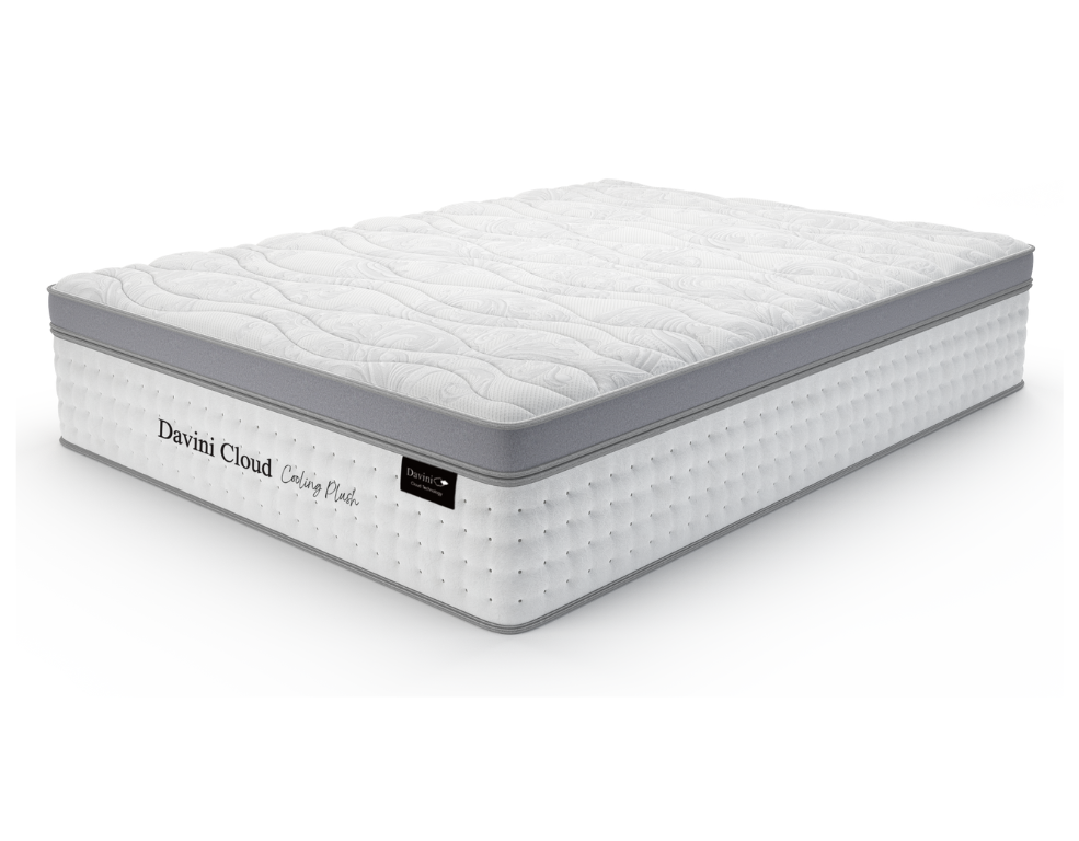 Mattress with 'Davini Cloud' branding on a white background