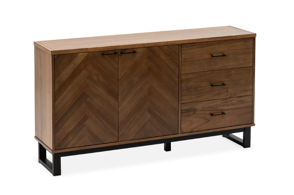 2 door & 3 drawer buffet on a white background on a top view