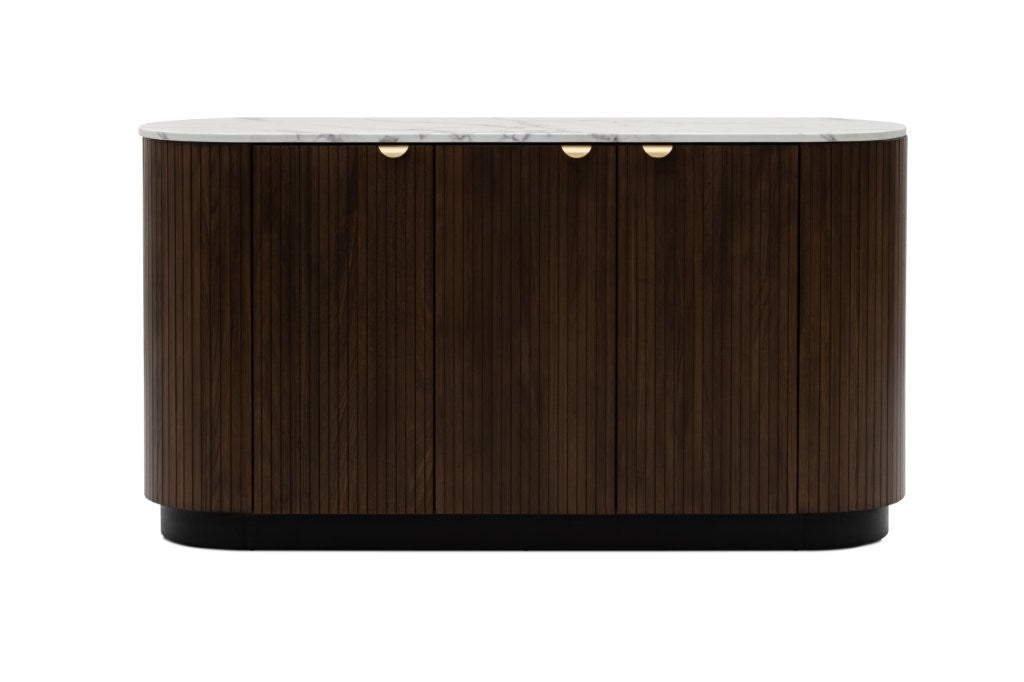 marble top buffet on white background