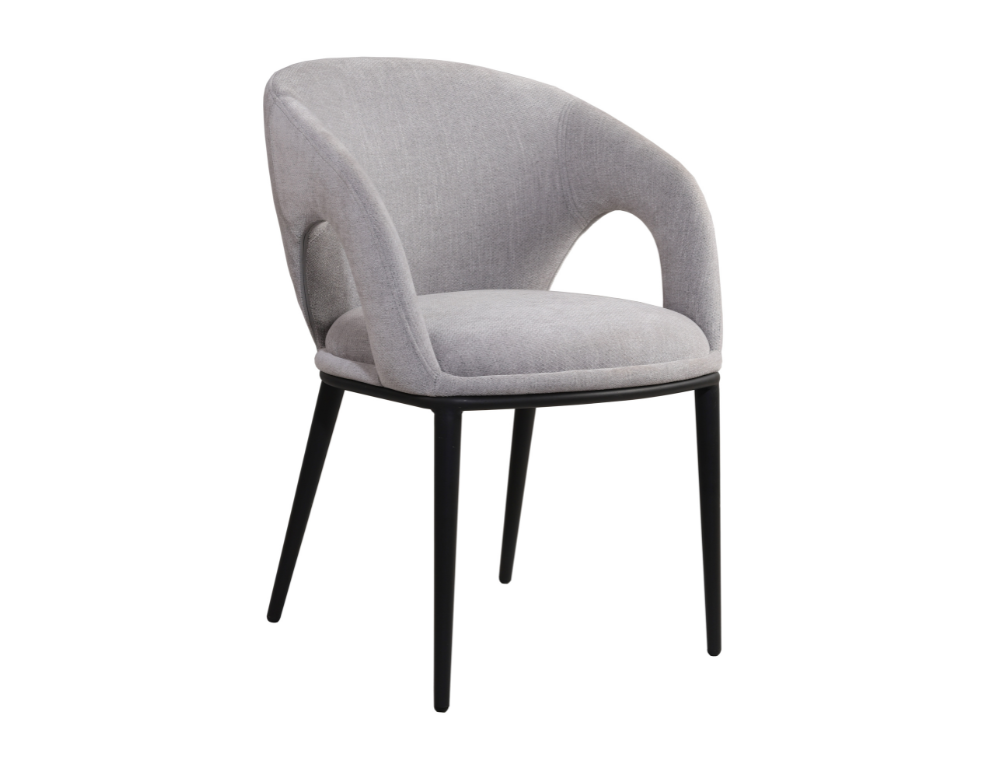 Abby Dining Chair – Glamour Fabric with Black Metal Legs - 