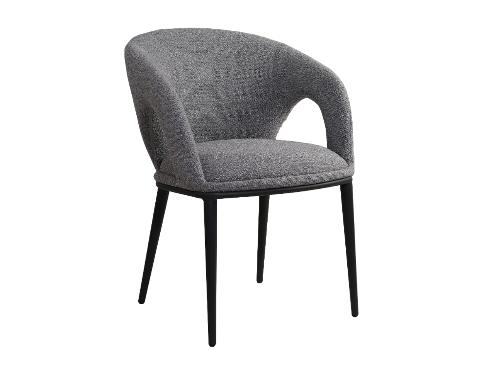 Abby Dining Chair – Textured Royal Fabric with Black Metal Leg - 