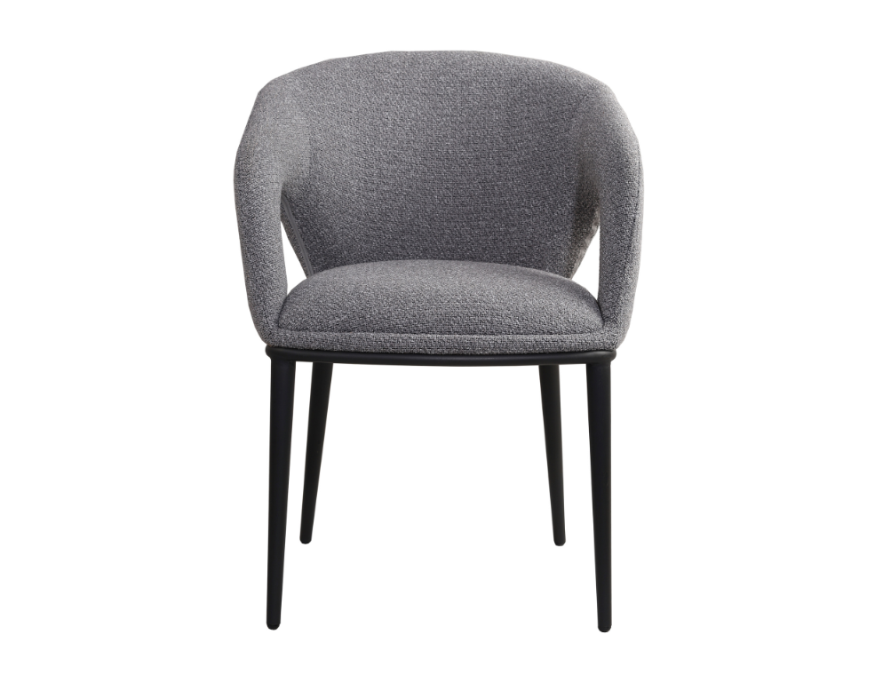 Abby Dining Chair – Textured Royal Fabric with Black Metal Leg - 