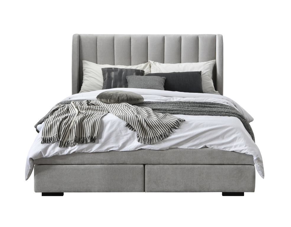 Amalfi Bed Frame – Winged Headboard with Storage Drawers - 
