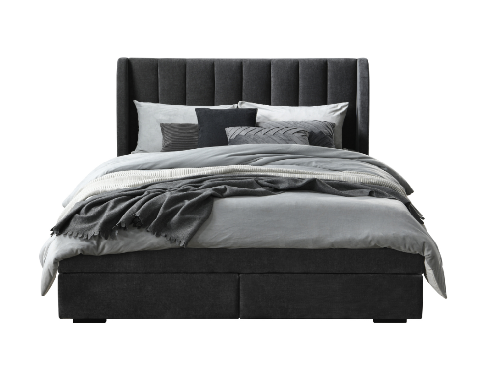 Amalfi Bed Frame – Winged Headboard with Storage Drawers - 