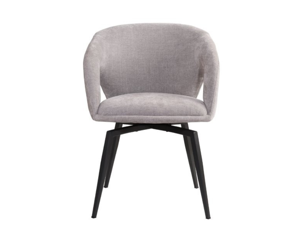 Amber Swivel Dining Chair – Glamour Fabric with Powder-Coated Steel Legs - 