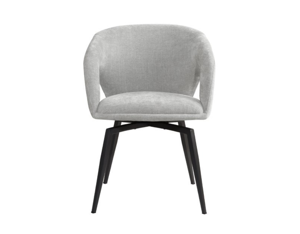 Amber Swivel Dining Chair – Glamour Fabric with Powder-Coated Steel Legs - 