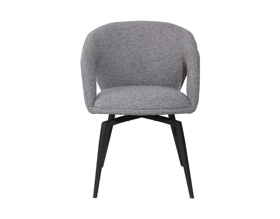 Amber Swivel Dining Chair – Royal Fabric and Black Metal Base - 