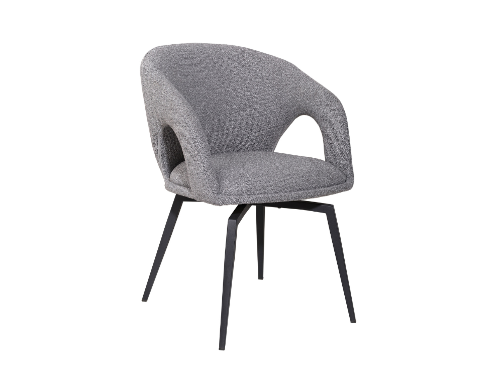 Amber Swivel Dining Chair – Royal Fabric and Black Metal Base - 