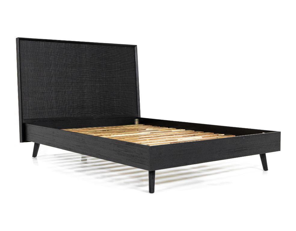 Andes Bed Frame – Modern Acacia Timber & Rattan - 