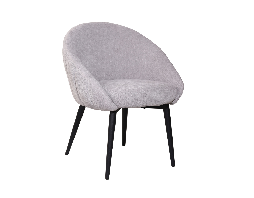 Arias Dining Chair – Luxurious Glamour Fabric with Black Metal Legs - 