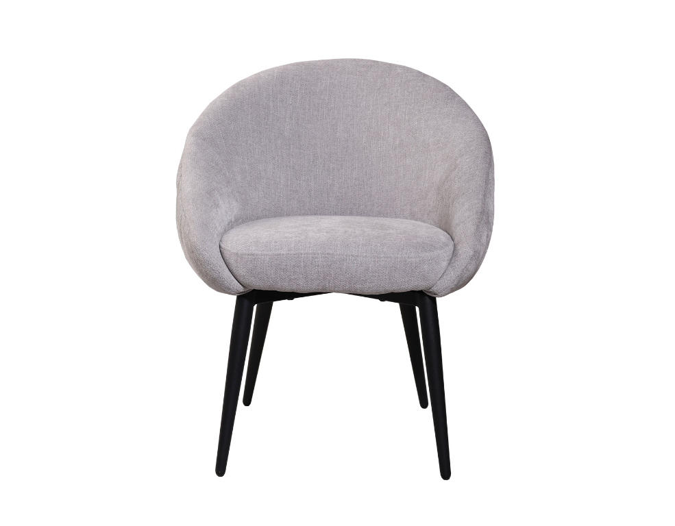 Arias Dining Chair – Luxurious Glamour Fabric with Black Metal Legs - 