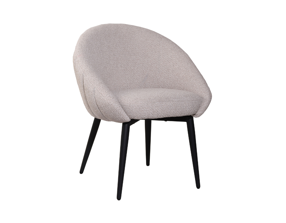 Arias Dining Chair – Textured Royal Fabric with Black Metal Legs - 