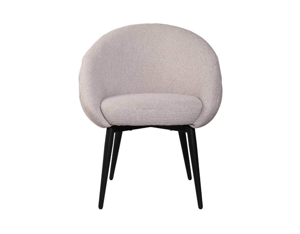 Arias Dining Chair – Textured Royal Fabric with Black Metal Legs - 