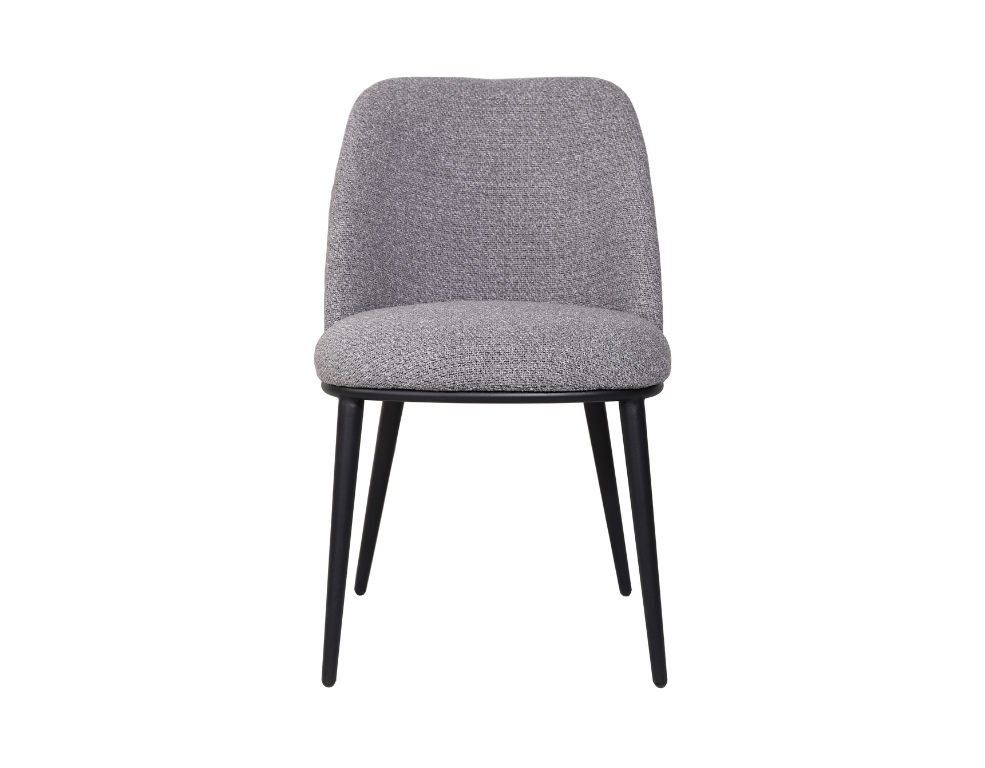 Arna Dining Chair – Textured Royal Fabric with Black Metal Legs - 