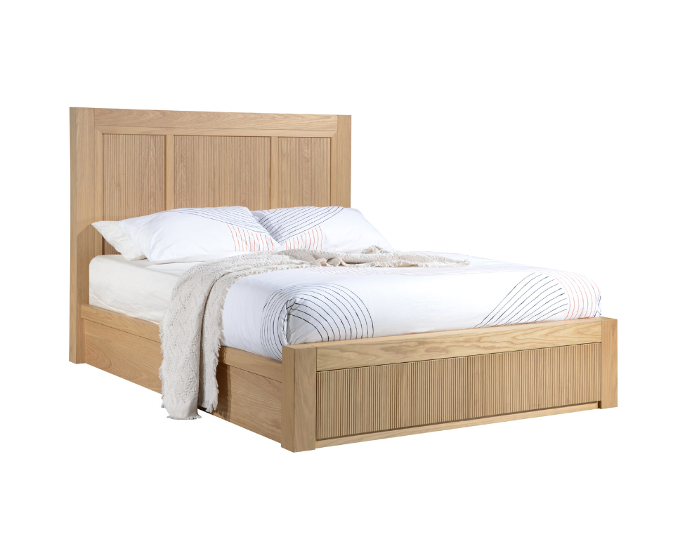 Aspen 2 Drawer Bed Frame – Natural Oak Finish & Storage - 
