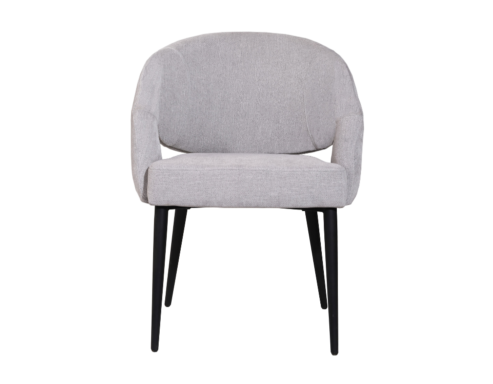 Atlas Dining Chair – Glamour Fabric with Black Metal Legs - 