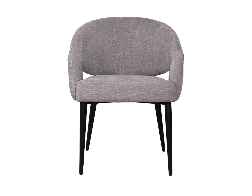 Atlas Dining Chair – Glamour Fabric with Black Metal Legs - 