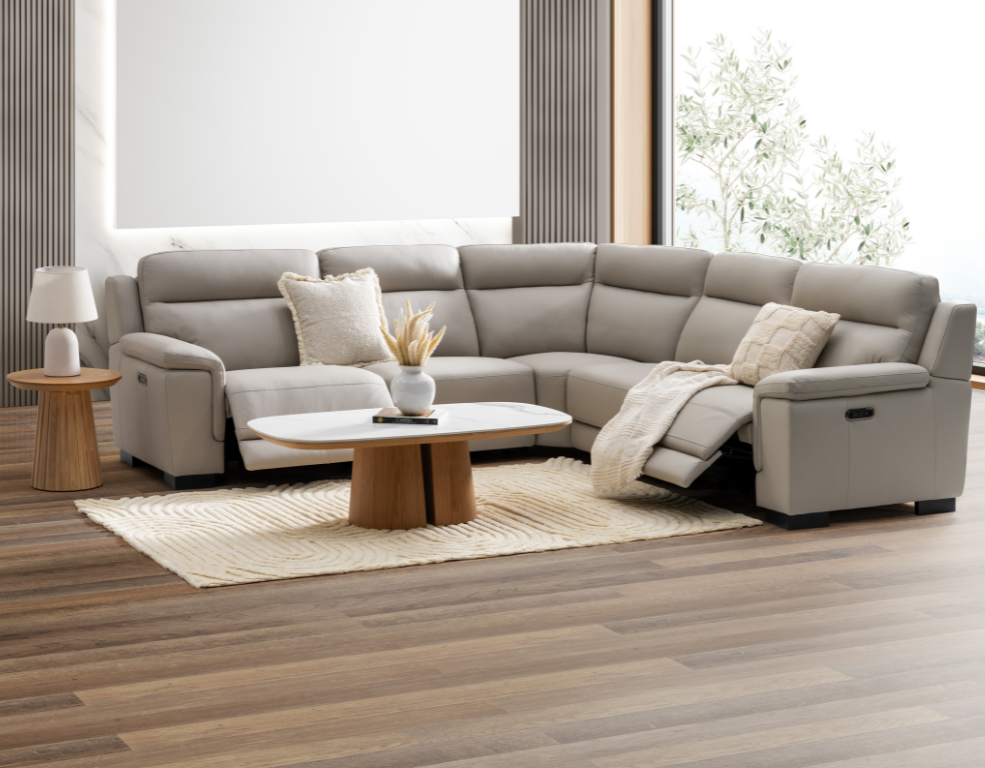 Barclay Corner Lounge – Includes 2 Electric Recliners in 100% Luxury Leather - 