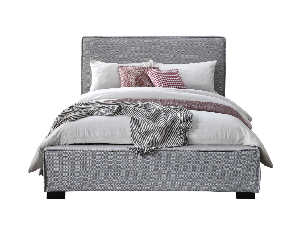 Bliss Queen Bed Frame – Elegant Design in London Stone Fabric - 