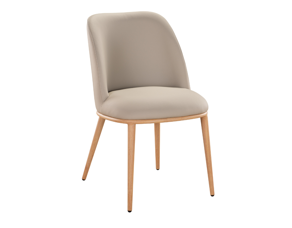 Bolten Dining Chair – Easy-Clean PU with Oak Look Metal Frame - 