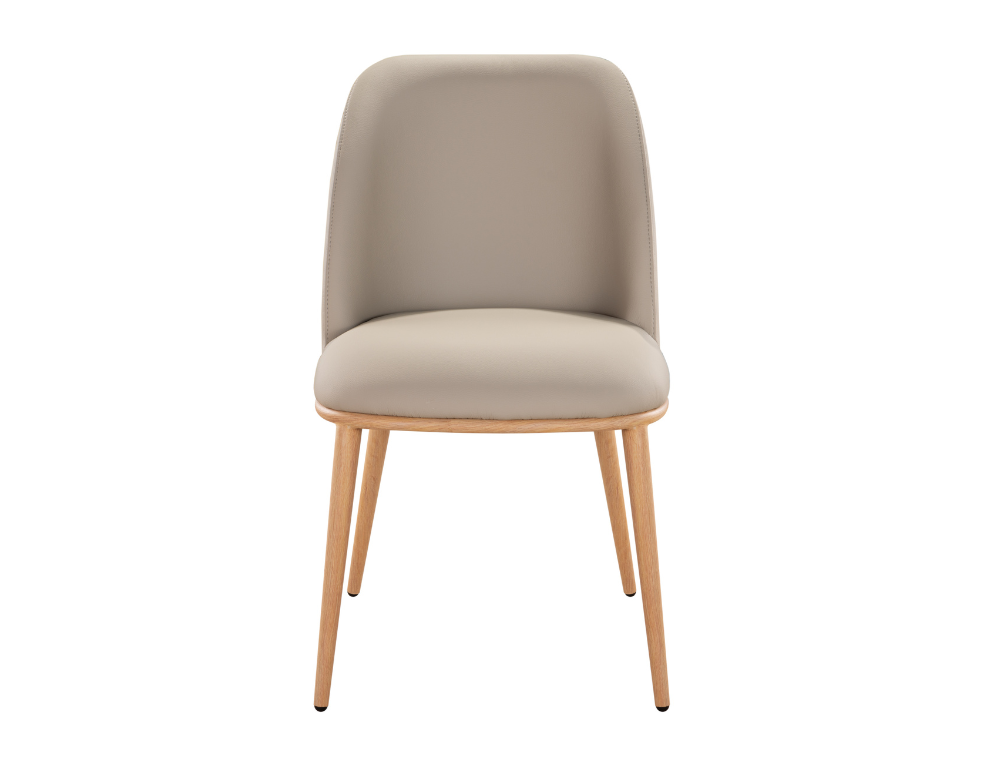 Bolten Dining Chair – Easy-Clean PU with Oak Look Metal Frame - 