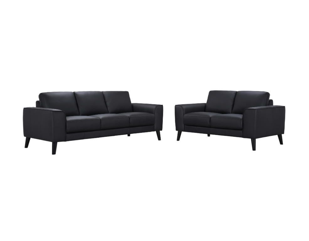 Bondi Leather Sofa Pair – 100% Leather & Solid Timber Frame - 