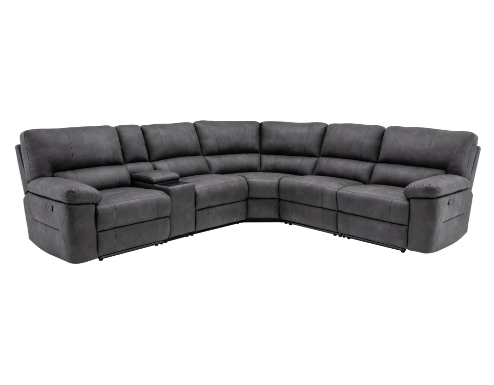 Bradford Corner Lounge – Hallmark Fabric with Electric Recliners & Storage Console - 