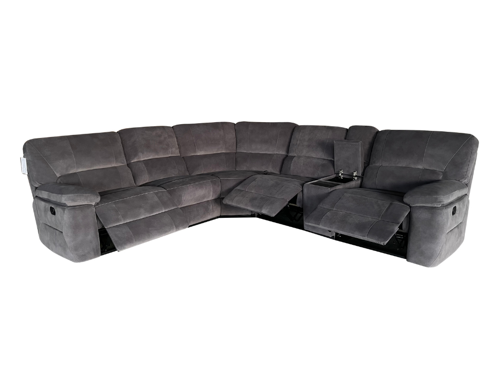 Bradford Modular Corner Lounge – Supremo Fabric with Recliners & Console - 