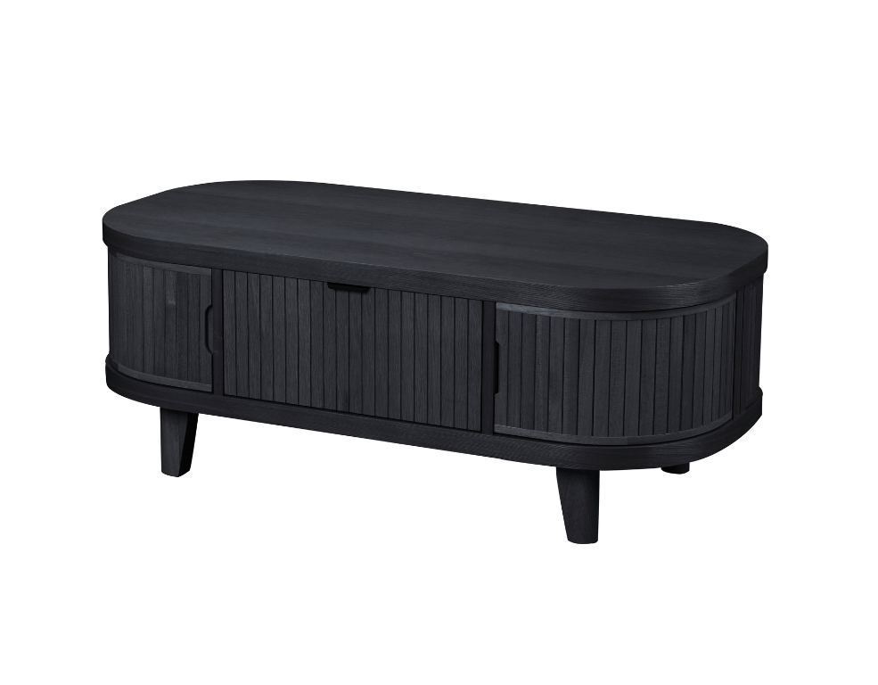 Brampton Coffee Table – Satin Black Oak with Soft Close Doors - 