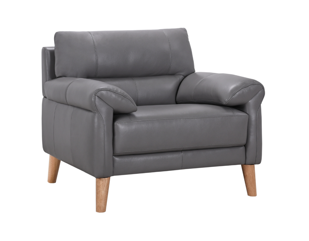 Bronte 1 Seater Sofa – Prestige Leather with Oak Legs - 