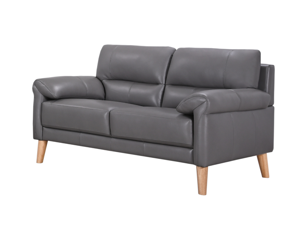 Bronte 2 Seater Sofa – Prestige Leather with Oak Legs - 