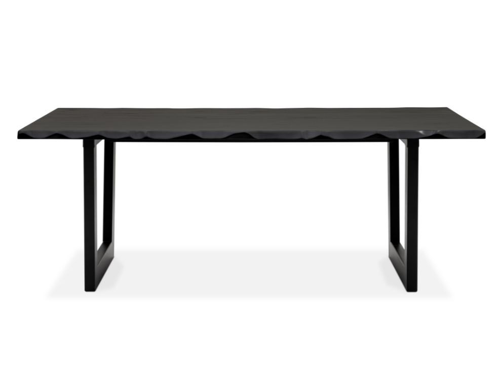 Buxton Dining Table – Black Wash Hardwood Top & Metal Legs - 