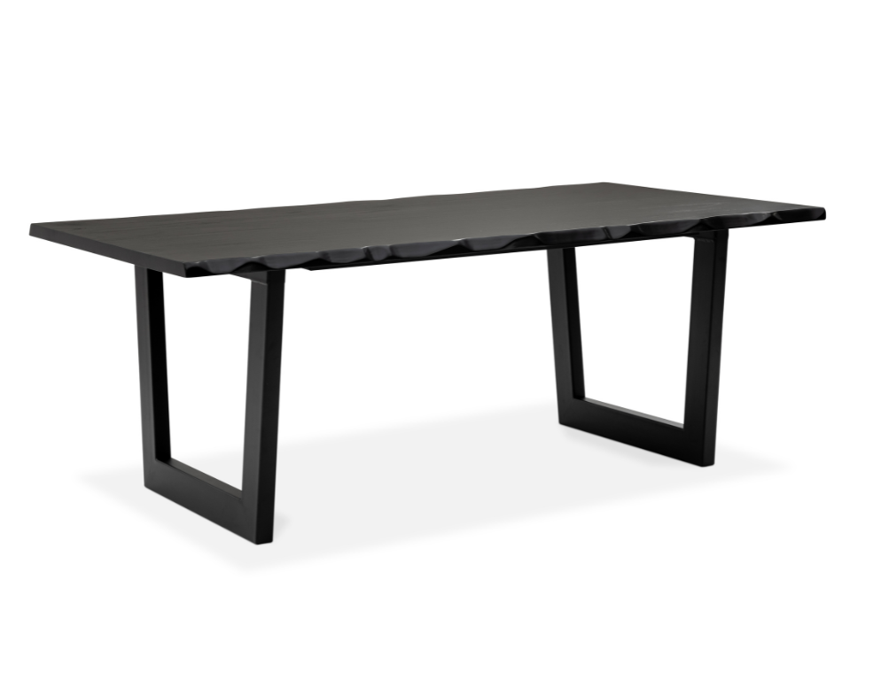Buxton Dining Table – Black Wash Hardwood Top & Metal Legs - 