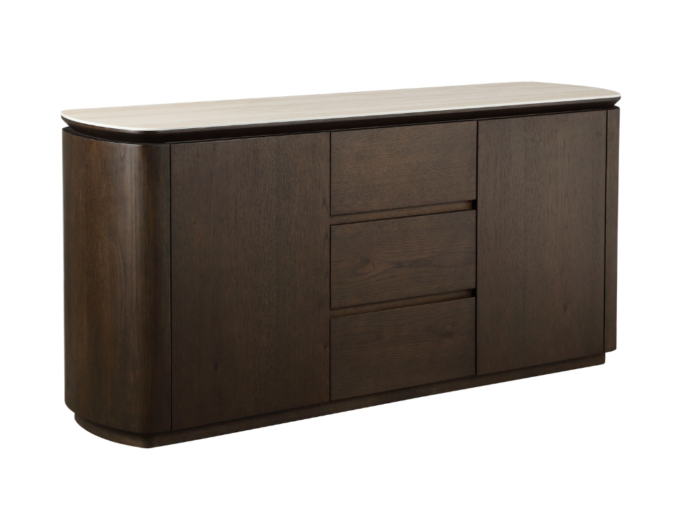 Chandler Buffet – Travertine Top & Dark Oak Veneer - 