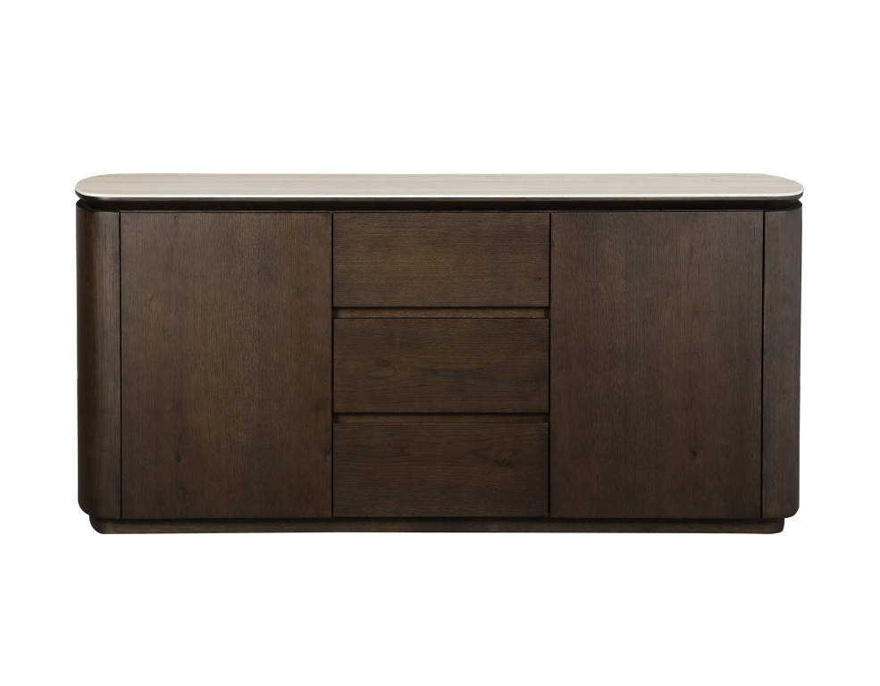 Chandler Buffet – Travertine Top & Dark Oak Veneer - 