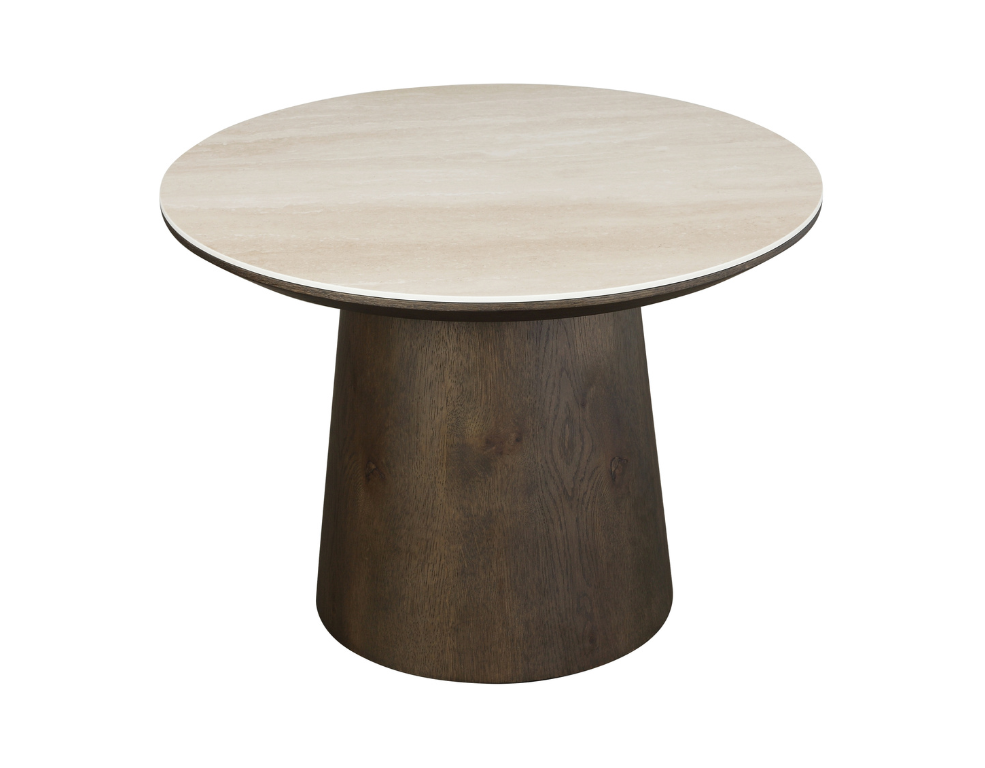 Chandler Lamp Table – Travertine Top & Dark Oak Veneer - 
