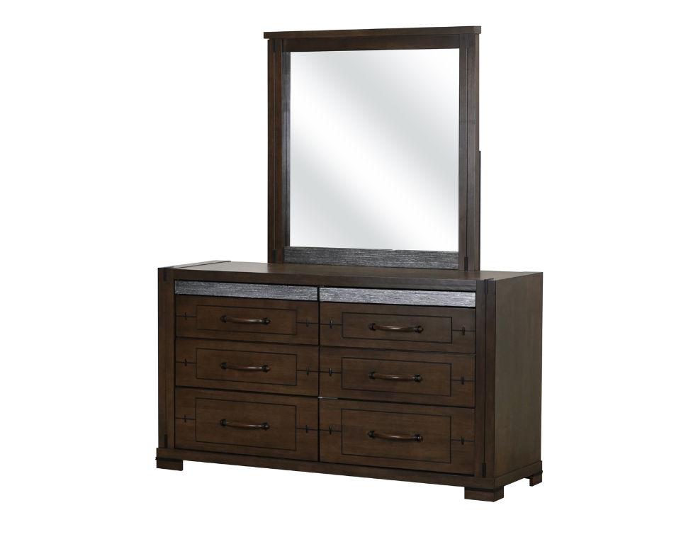 Charlie Dresser & Mirror – Charcoal Finish with Silver Highlights - 