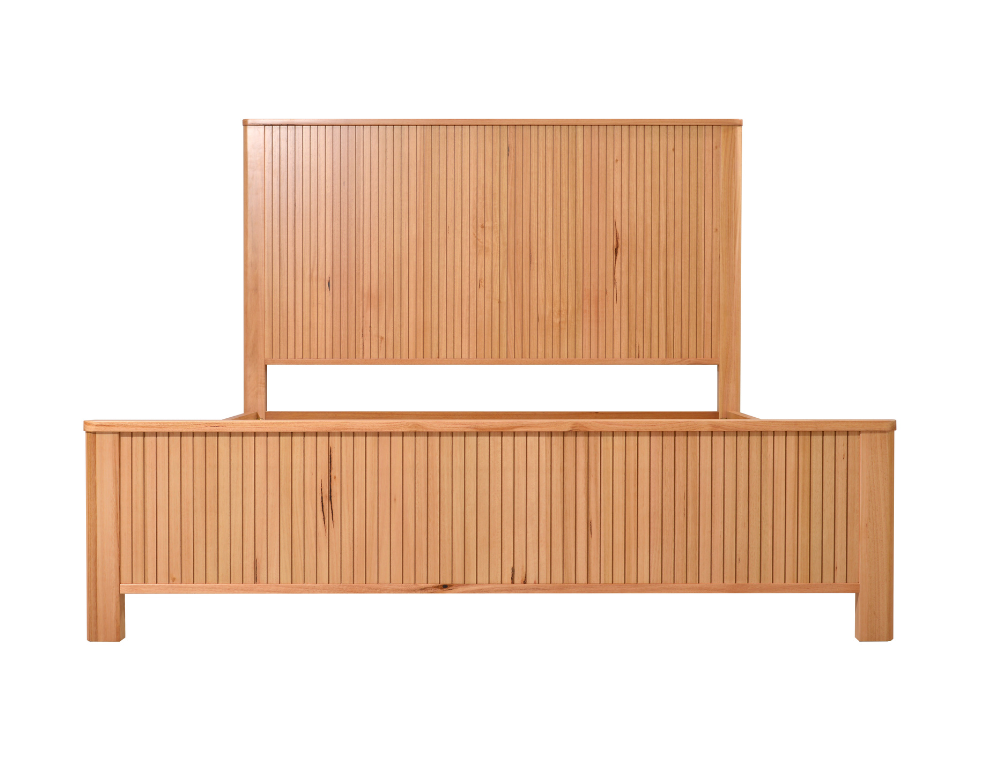 Charm Messmate Timber Bed Frame – Natural Messmate Finish with Slatted Front Design - 