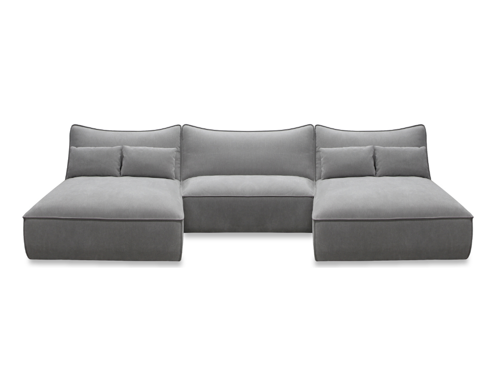 Comfy 4 Seater Double Chaise – Soft Grace Fabric & Feather Foam Seating - 