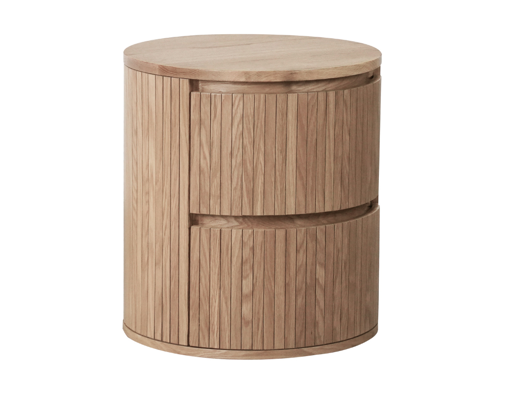 Dakota 2 Drawer Bedside Table – Stylish Fluted Cylindrical Design - 