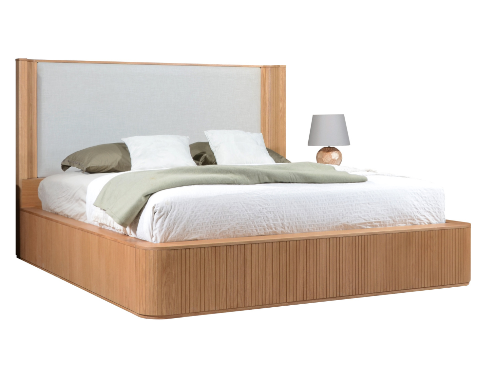 Dakota Bed Frame – Vertical Detailing & Eames Fabric Headboard - 