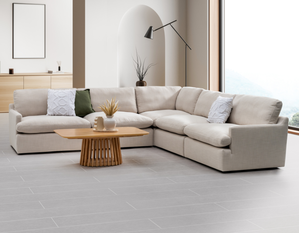 Dante Corner Lounge – Hamptons Linen & Feather-Filled Deep Seating - 