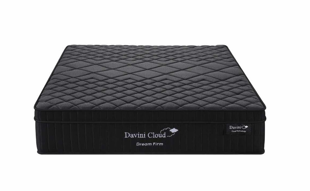 Davini Cloud Black Firm Mattress - Pocket Coil System & Foam Underlay - 