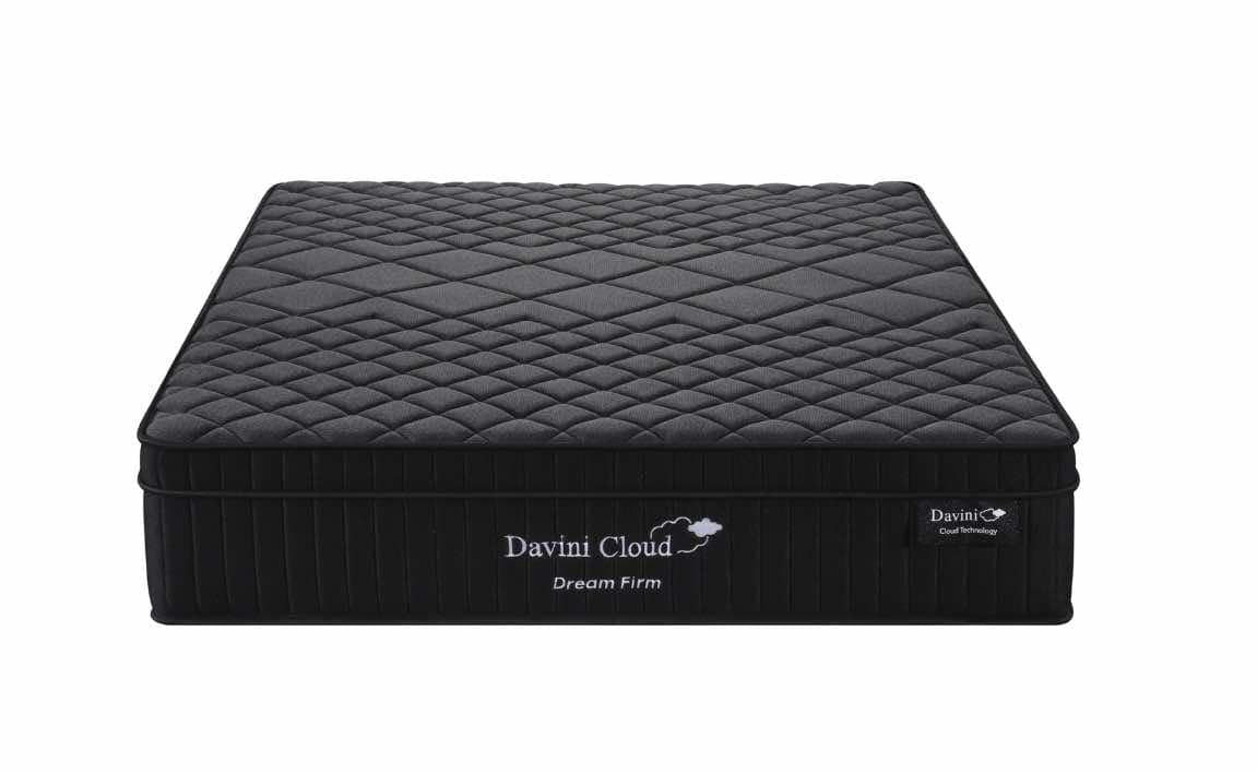 Davini Cloud Black Firm Mattress - Pocket Coil System & Foam Underlay - 