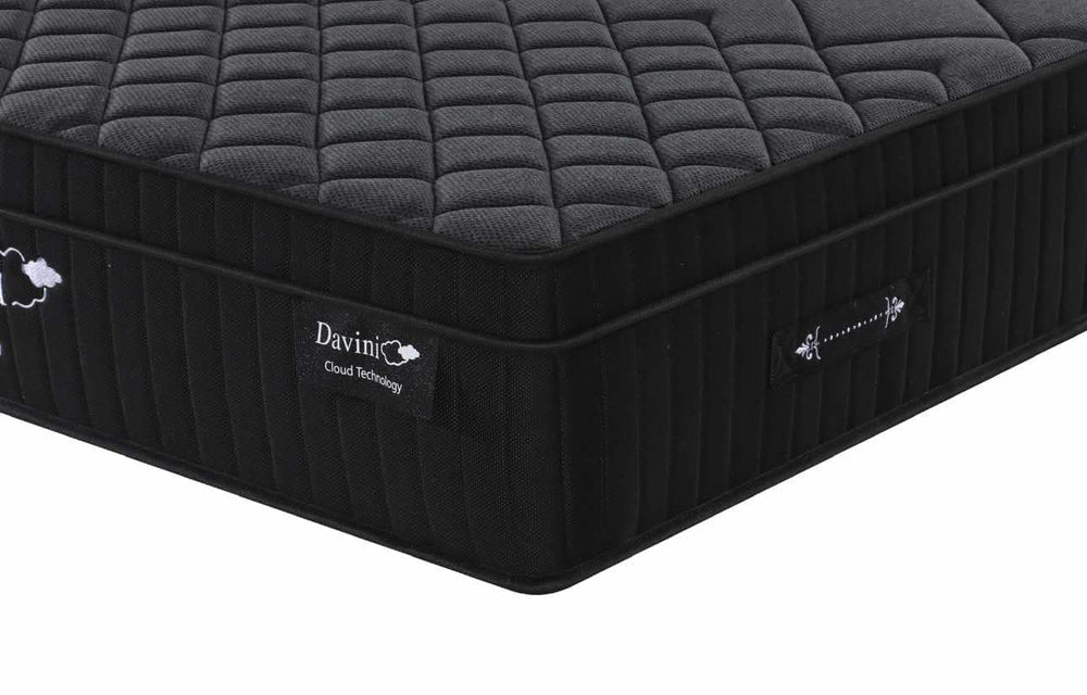 Davini Cloud Black Firm Mattress – Pocket Coil System & Foam Underlay ...