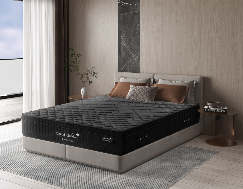 Davini Cloud Black Firm Mattress - Pocket Coil System & Foam Underlay - 