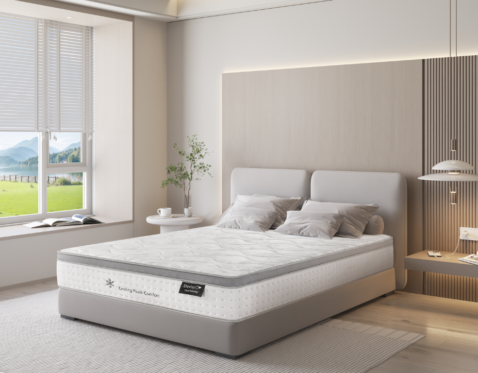 Davini Cooling Plush Comfort Mattress – Cooling Fabric & Foam Box Support - 