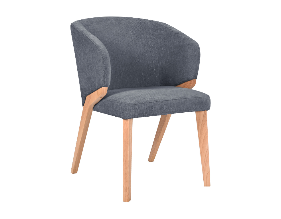 Dining Chair 1843-5J – Glamour Fabric with Oak Accents - 